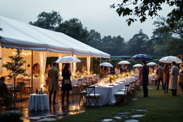 découvrez nos conseils pratiques pour gérer les intempéries lors d'une fête en extérieur privé et assurer le succès de votre événement malgré le mauvais temps.