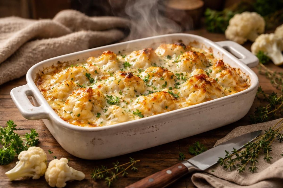découvrez notre recette facile et savoureuse de gratin de chou-fleur, parfaite pour réchauffer vos soirées d'hiver avec un plat réconfortant et gourmand.