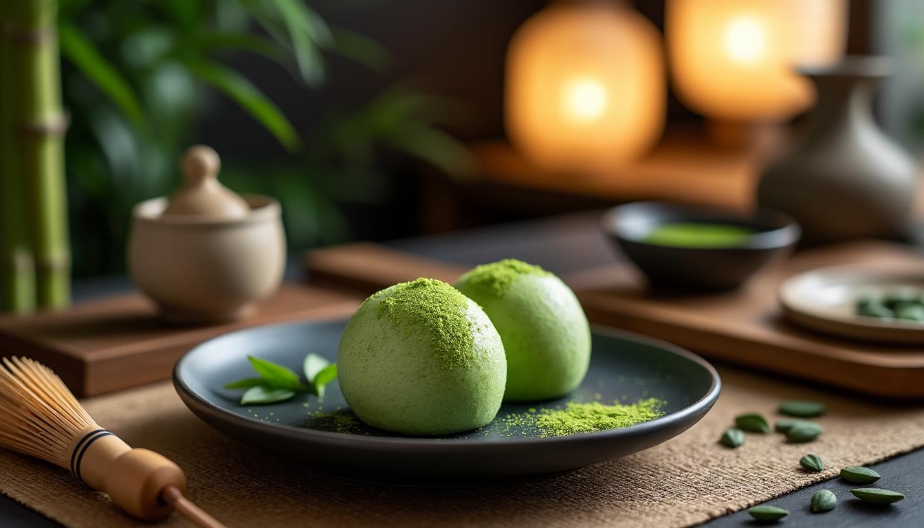 découvrez l'art délicat du dessert japonais avec notre recette de mochi au matcha. savourez ce délice moelleux et parfumé, facile à préparer chez vous. parfait pour les amoureux de la cuisine asiatique !