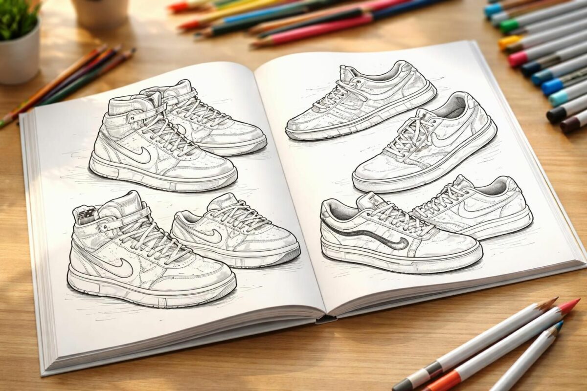 découvrez "sneakers to color", des livres de coloriage spécialement conçus pour les passionnés de baskets, alliant créativité et culture sneaker.