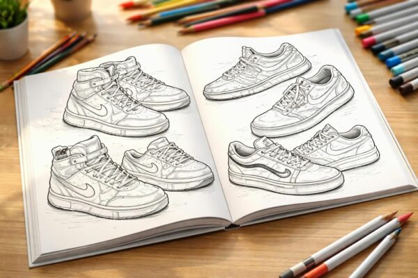 découvrez "sneakers to color", des livres de coloriage spécialement conçus pour les passionnés de baskets, alliant créativité et culture sneaker.